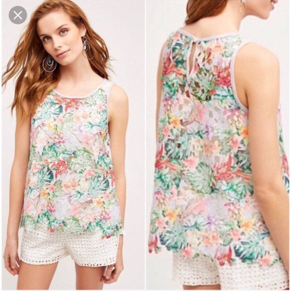 INARI FIORE CUT OUT FLORAL TANK ANTHROPOLOGIE SIZE M NWT